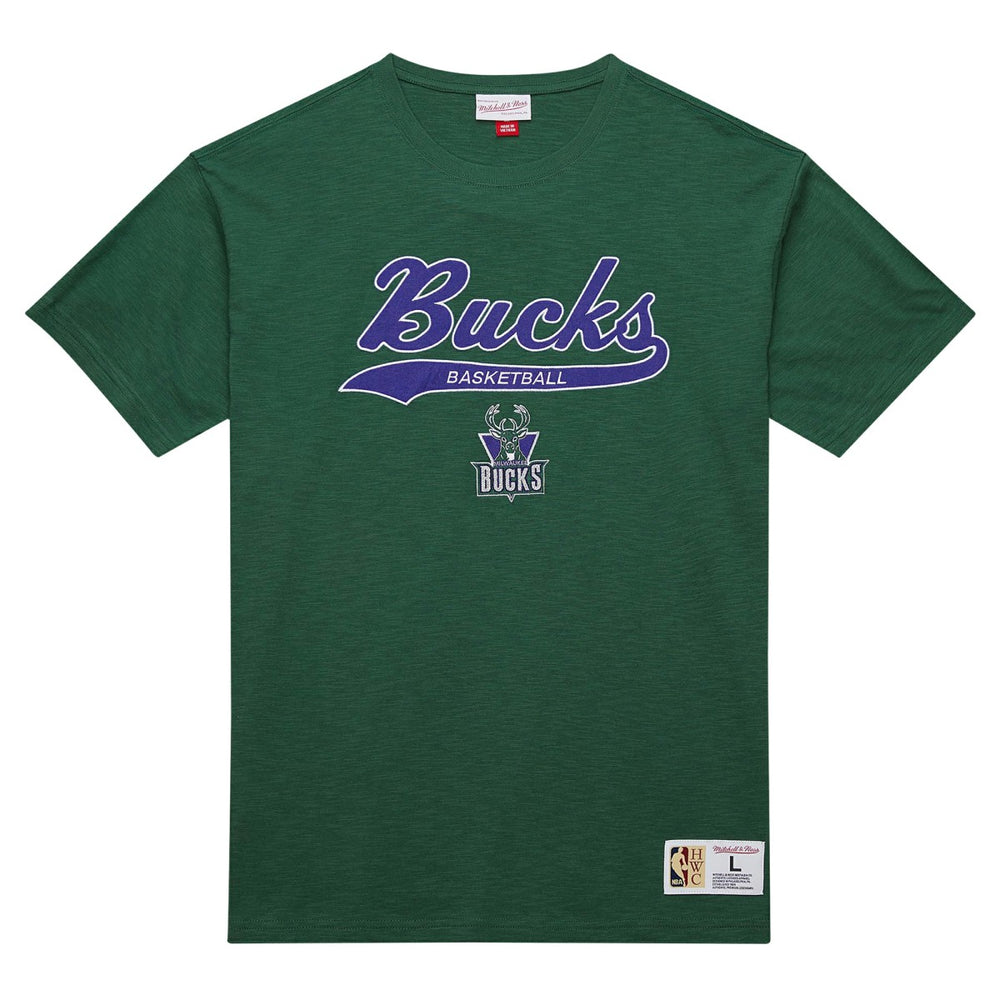 NBA Milwaukee Bucks Hardwood Classics Felt Applique Slub T-Shirt