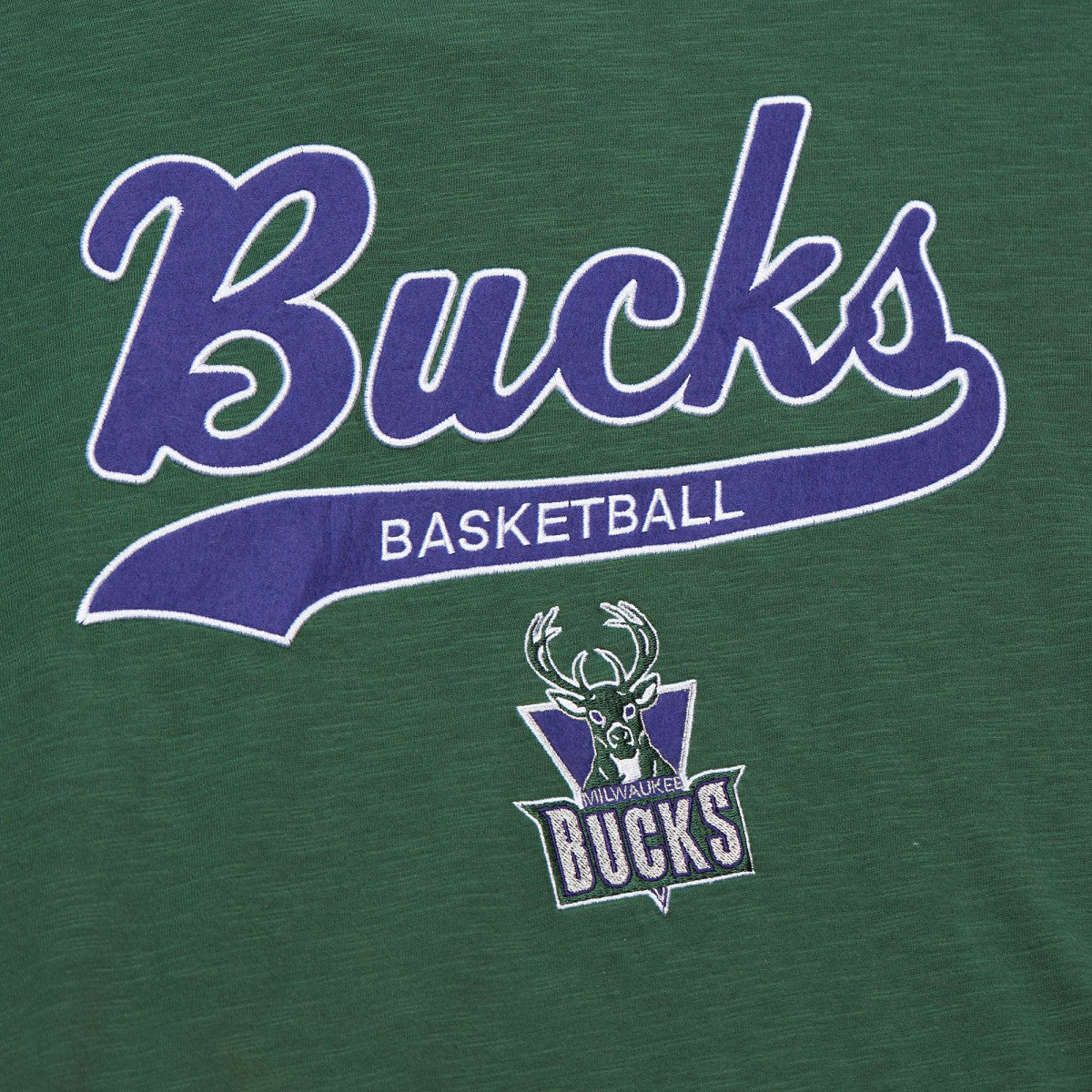 NBA Milwaukee Bucks Hardwood Classics Felt Applique Slub T-Shirt