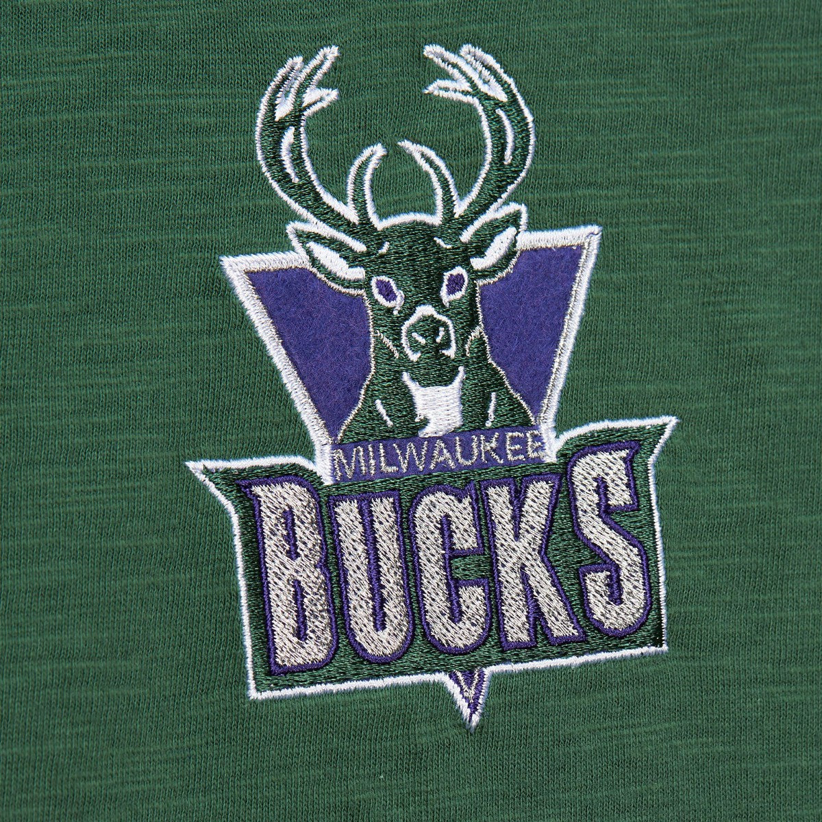 NBA Milwaukee Bucks Hardwood Classics Felt Applique Slub T-Shirt