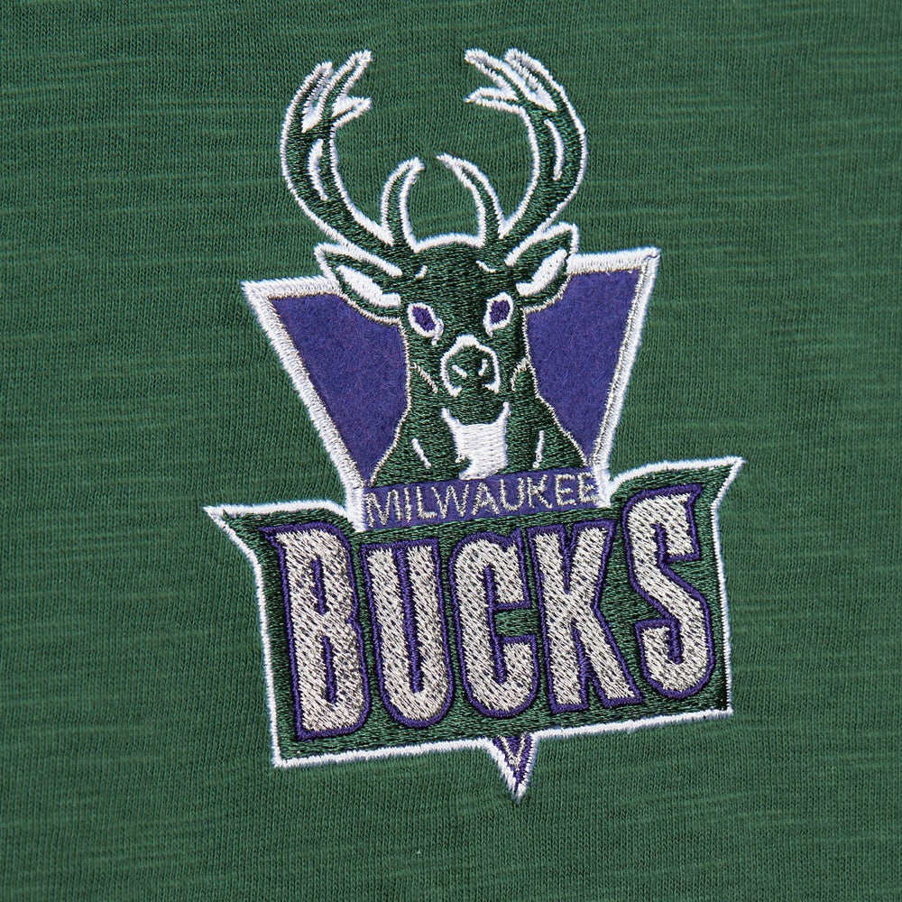 NBA Milwaukee Bucks Hardwood Classics Felt Applique Slub T-Shirt