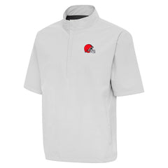 Antigua Brisk Short Sleeve Quarter-Zip Windshirt - Cleveland Browns