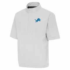Antigua Brisk Short Sleeve Quarter-Zip Windshirt - Detroit Lions