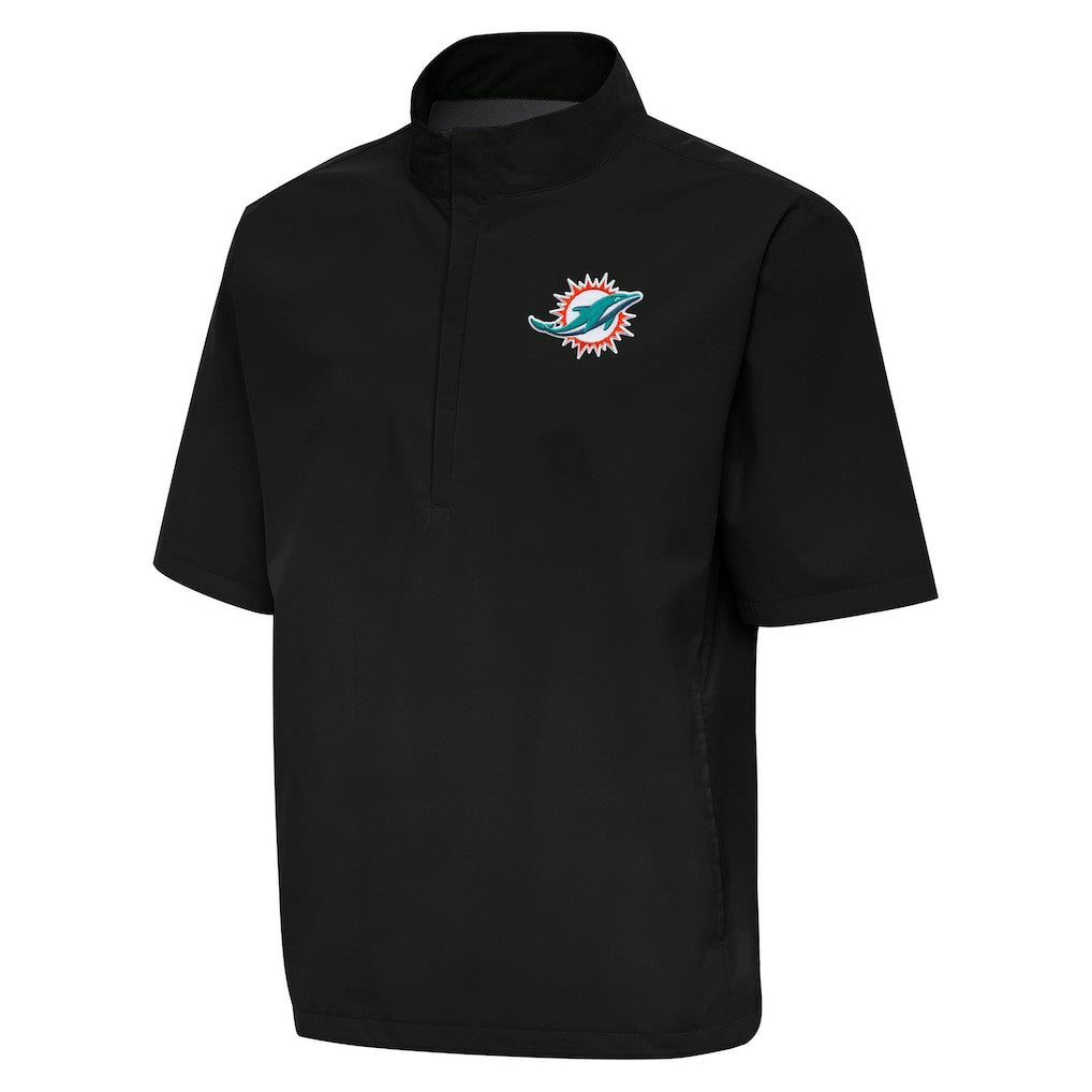 Antigua Brisk Short Sleeve Quarter-Zip Windshirt - Miami Dolphins