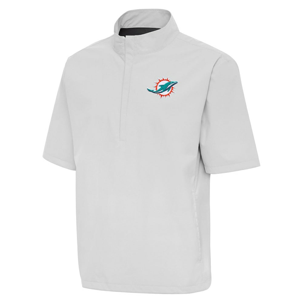 Antigua Brisk Short Sleeve Quarter-Zip Windshirt - Miami Dolphins