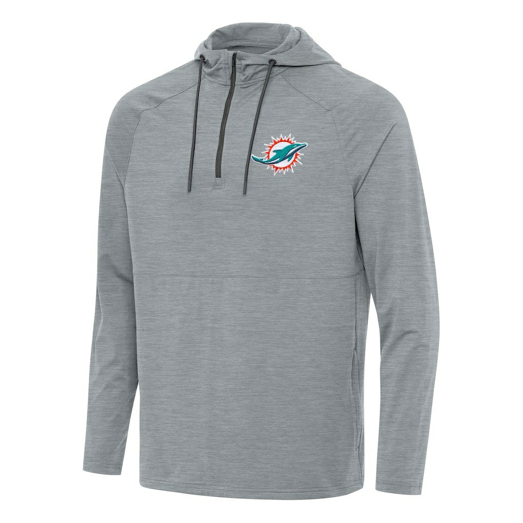 Antigua Spikes Quarter-Zip Pullover Hoodie - Miami Dolphins
