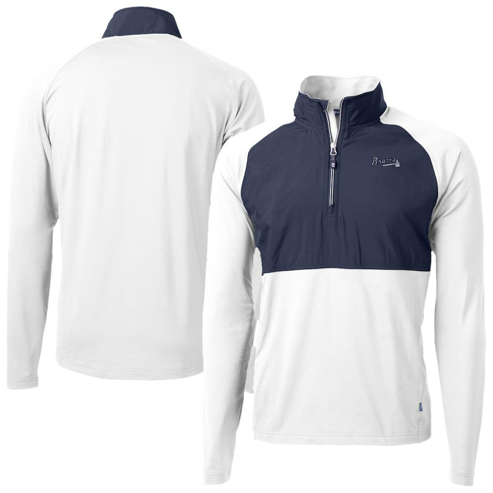 MLB Atlanta Braves Cutter & Buck Adapt Eco Hybrid Raglan DryTec Quarter-Zip Jacket