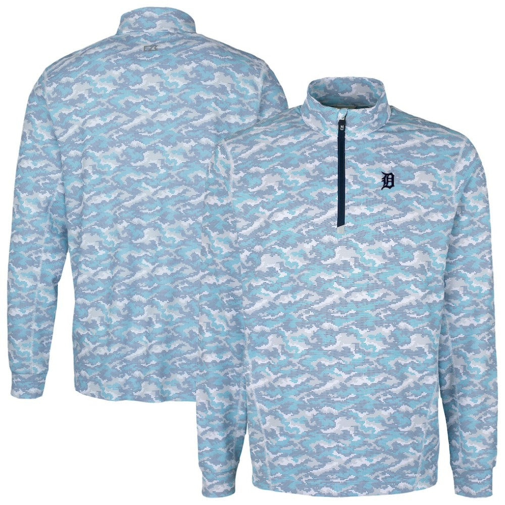 MLB Detroit Tigers Cutter & Buck Traverse Eco Camo Tri-Blend DryTec Quarter-Zip Jacket