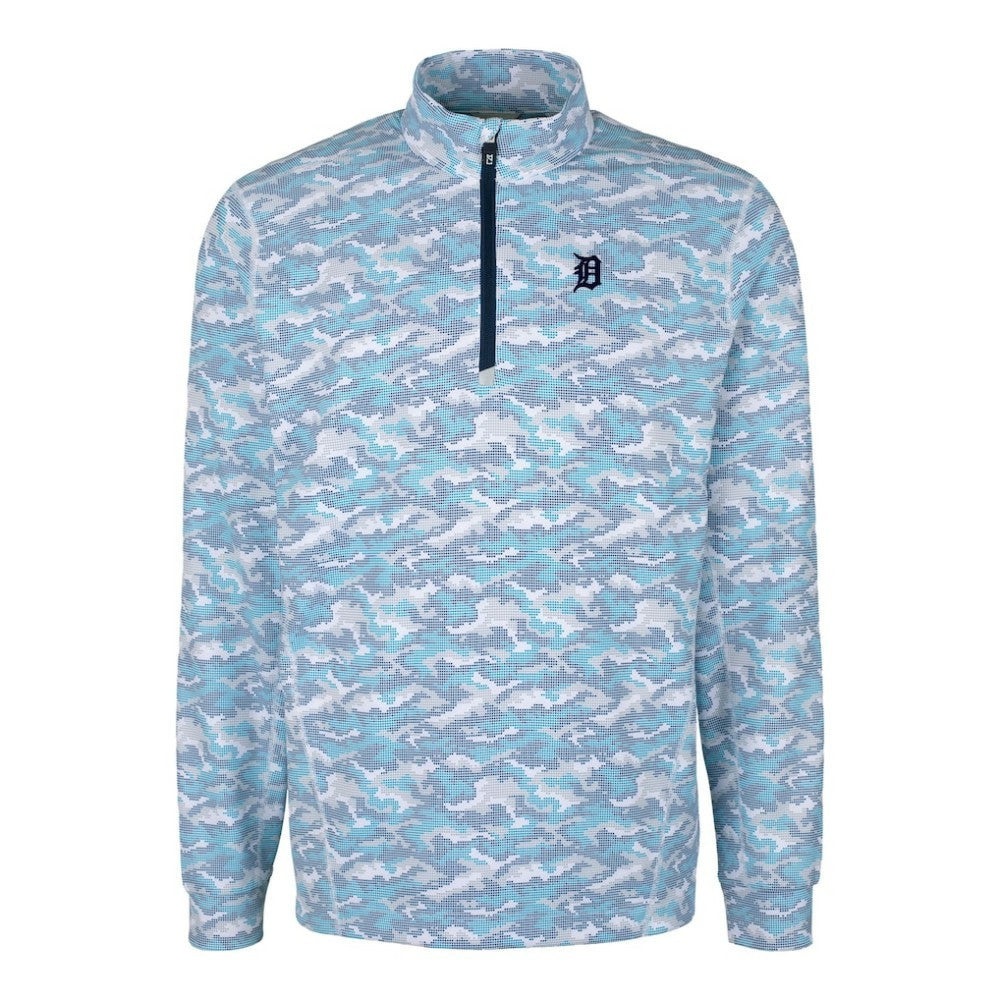 MLB Detroit Tigers Cutter & Buck Traverse Eco Camo Tri-Blend DryTec Quarter-Zip Jacket