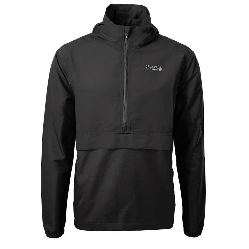 MLB Atlanta Braves Cutter & Buck Charter Eco Recycled Anorak Half-Zip Hoodie Jacket