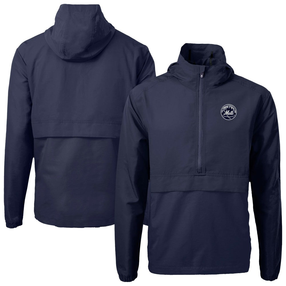 MLB New York Mets Cutter & Buck Charter Eco Recycled Anorak Half-Zip Hoodie Jacket