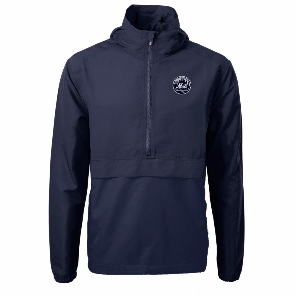 MLB New York Mets Cutter & Buck Charter Eco Recycled Anorak Half-Zip Hoodie Jacket