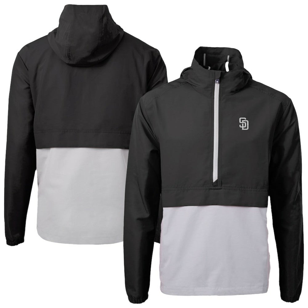 MLB San Diego Padres Cutter & Buck Charter Eco Recycled Anorak Half-Zip Hoodie Jacket