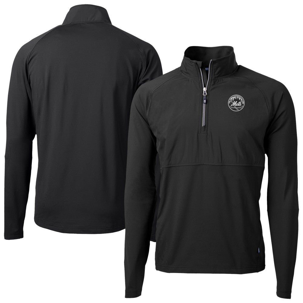 MLB New York Mets Cutter & Buck Adapt Eco Hybrid Raglan DryTec Quarter-Zip Jacket