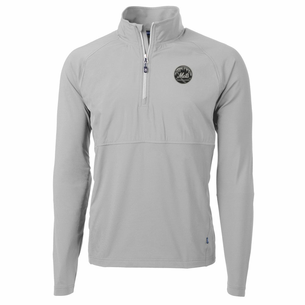 MLB New York Mets Cutter & Buck Adapt Eco Hybrid Raglan DryTec Quarter-Zip Jacket