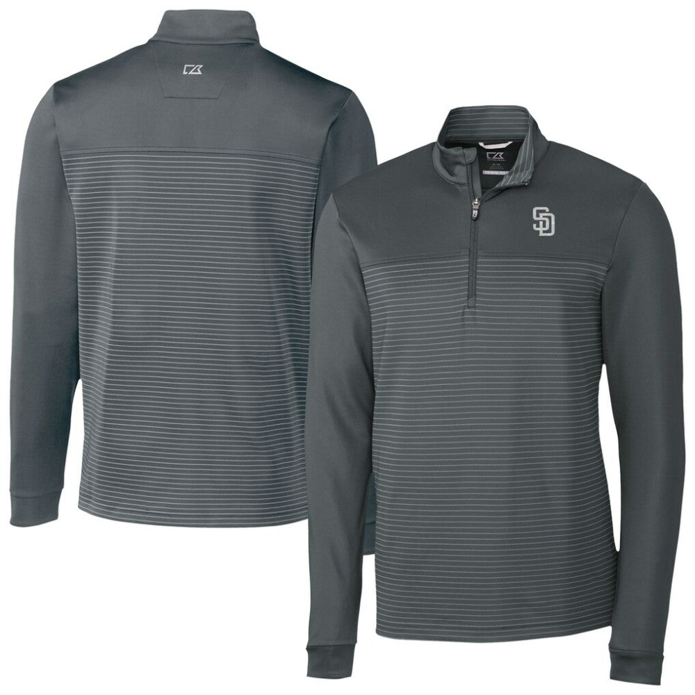 MLB San Diego Padres Cutter & Buck Traverse Eco Stripe Tri-Blend DryTec Quarter-Zip Jacket