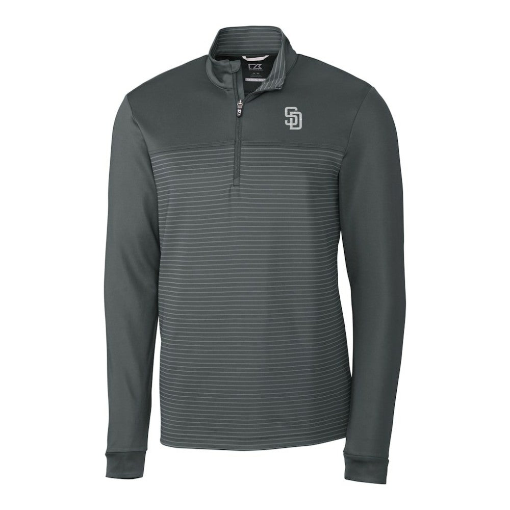 MLB San Diego Padres Cutter & Buck Traverse Eco Stripe Tri-Blend DryTec Quarter-Zip Jacket