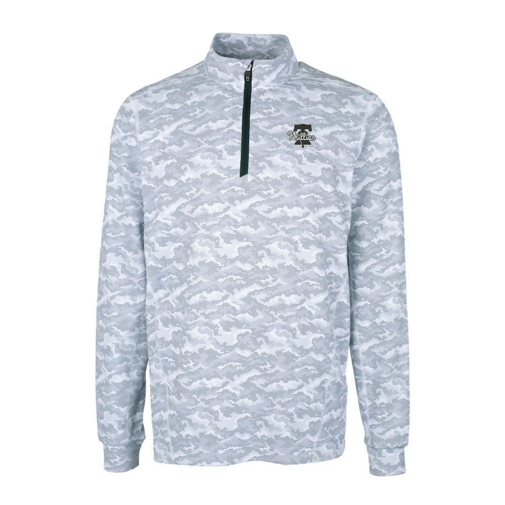 MLB Philadelphia Phillies Cutter & Buck Traverse Eco Camo Tri-Blend DryTec Quarter-Zip Top