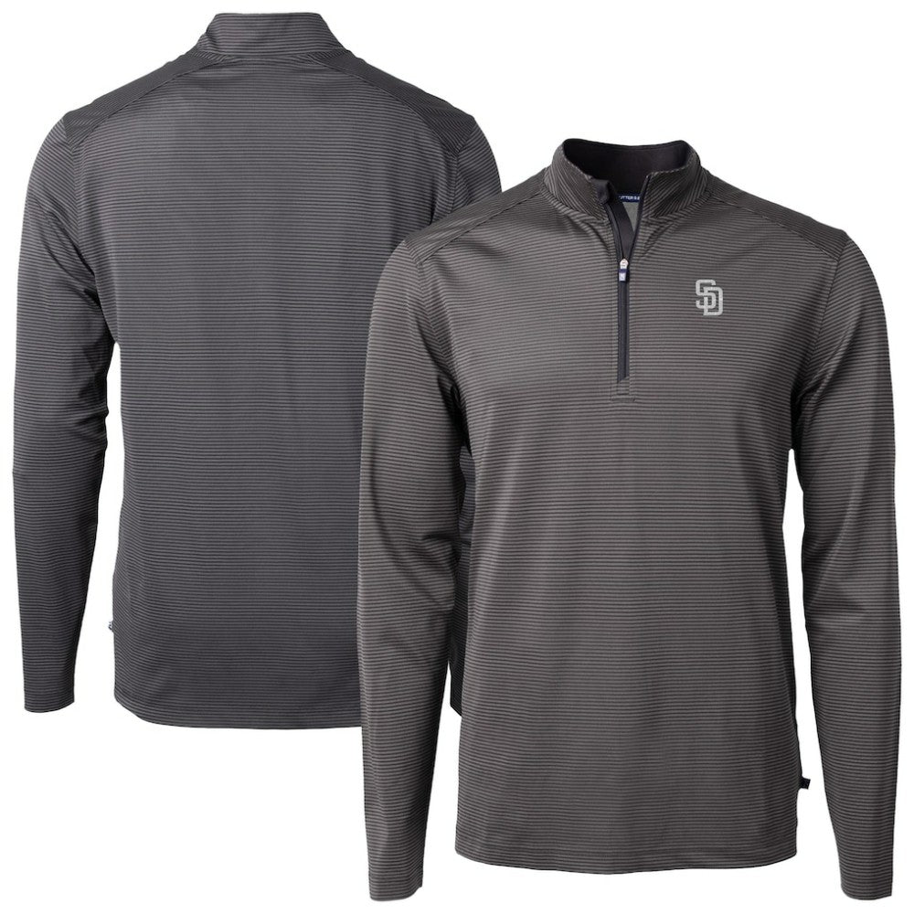 MLB San Diego Padres Cutter & Buck Virtue Eco Pique Micro Stripe Quarter-Zip Jacket