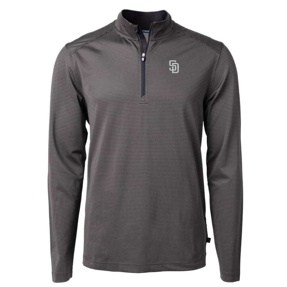 MLB San Diego Padres Cutter & Buck Virtue Eco Pique Micro Stripe Quarter-Zip Jacket