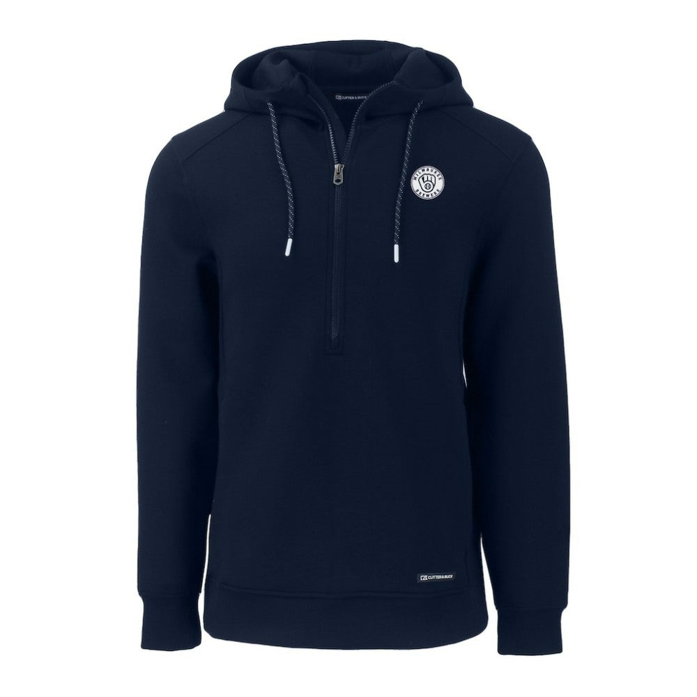 MLB Milwaukee Brewers Cutter & Buck Roam Eco Recycled Tri-Blend Half-Zip Hoodie