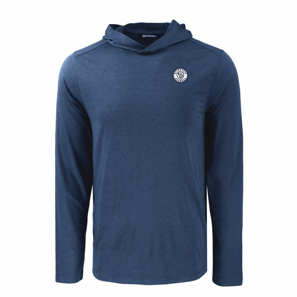 MLB Milwaukee Brewers Cutter & Buck Coastline Epic Comfort Eco Recycled Hoodie T-Shirt