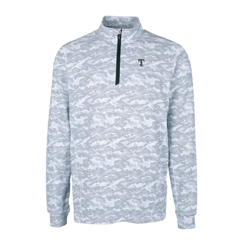 MLB Texas Rangers Cutter & Buck Traverse Eco Camo Tri-Blend DryTec Quarter-Zip Top