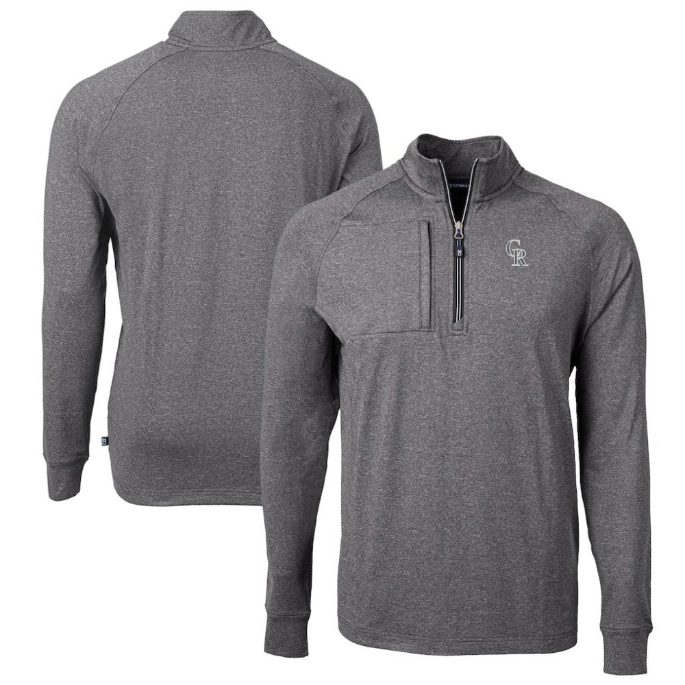 MLB Colorado Rockies Cutter & Buck Big & Tall Adapt Eco Raglan Quarter-Zip Jacket