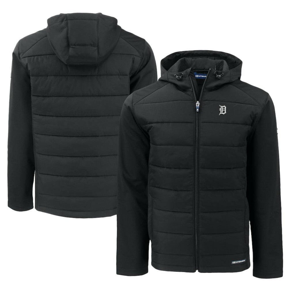 MLB Detroit Tigers Cutter & Buck Big & Tall Evoke Hybrid Eco Softshell Recycled Full-Zip Jacket