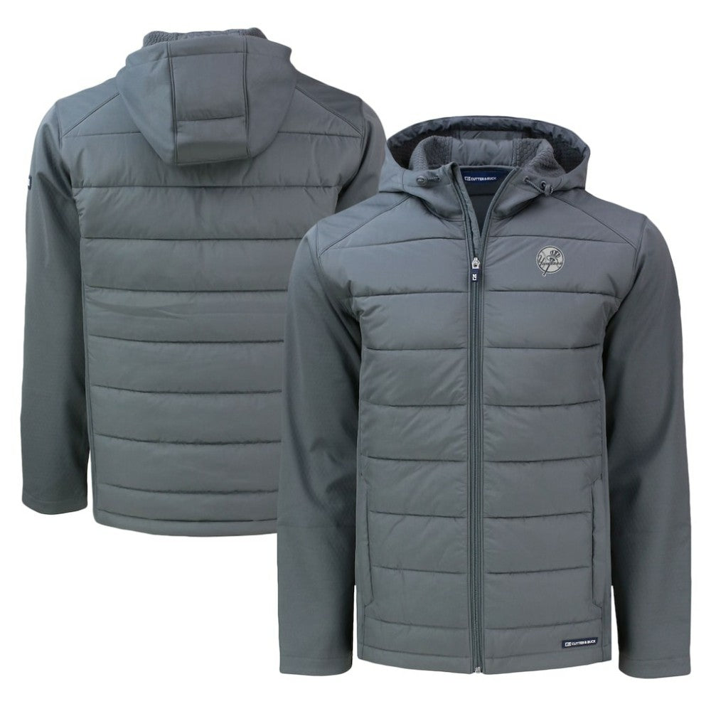 MLB New York Yankees Cutter & Buck Big & Tall Evoke Hybrid Eco Softshell Recycled Full-Zip Hooded PrimaLoft Jacket