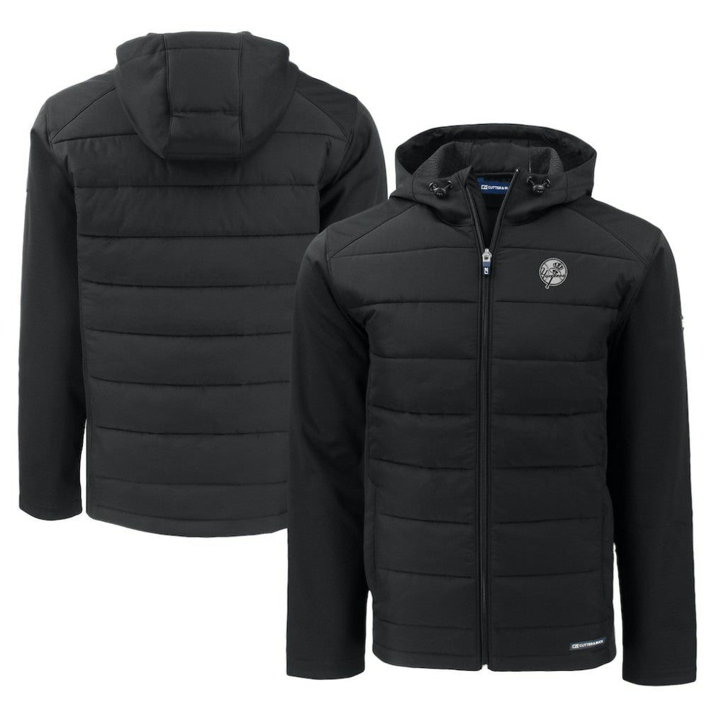 MLB New York Yankees Cutter & Buck Big & Tall Evoke Hybrid Eco Softshell Recycled Full-Zip Hooded PrimaLoft Jacket