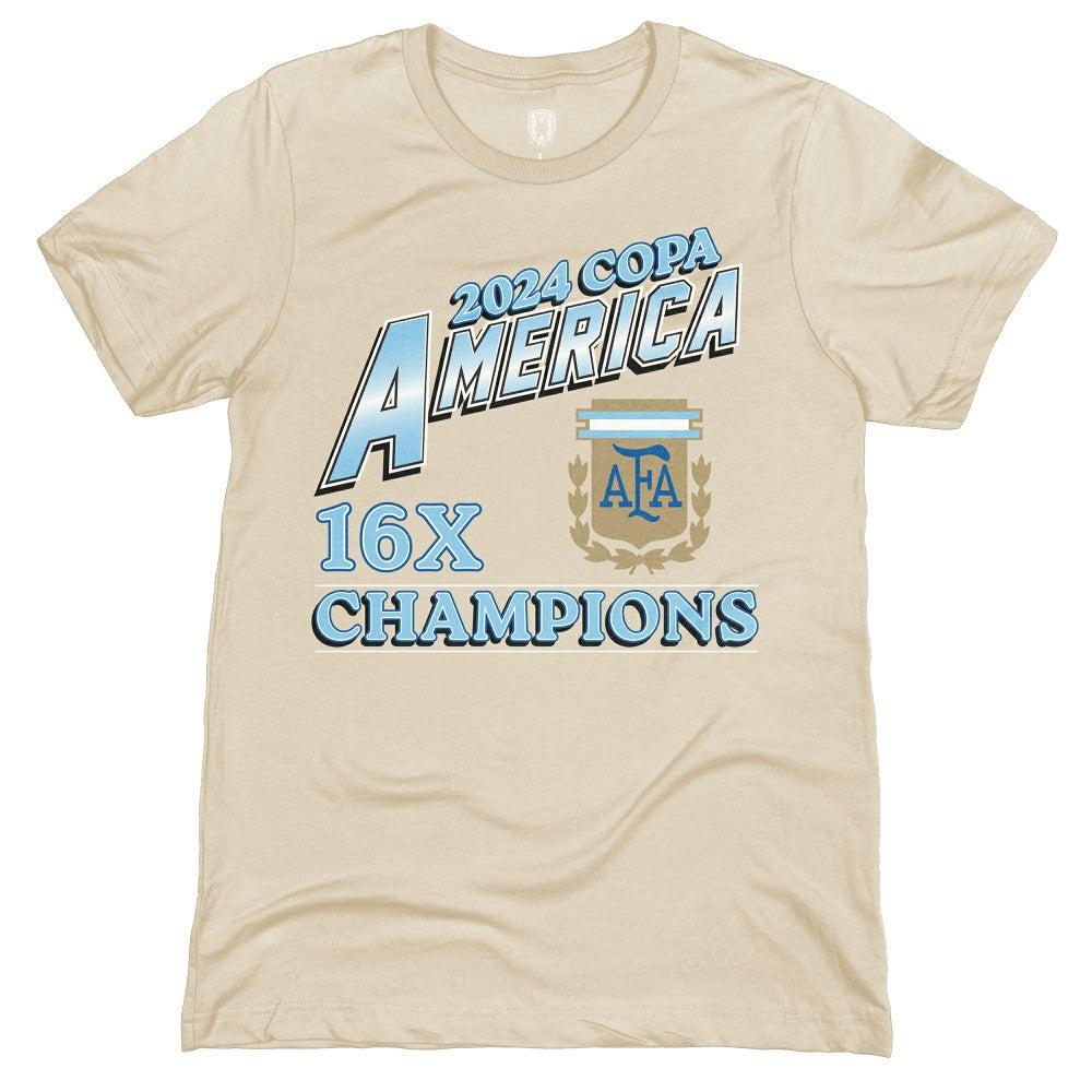 Argentina National Team 1863FC 16-Time Copa America Champions T-Shirt -  Cream