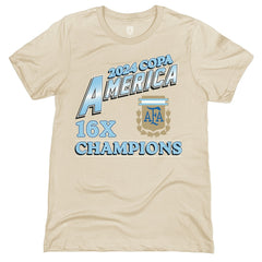 Argentina National Team 1863FC 16-Time Copa America Champions T-Shirt -  Cream