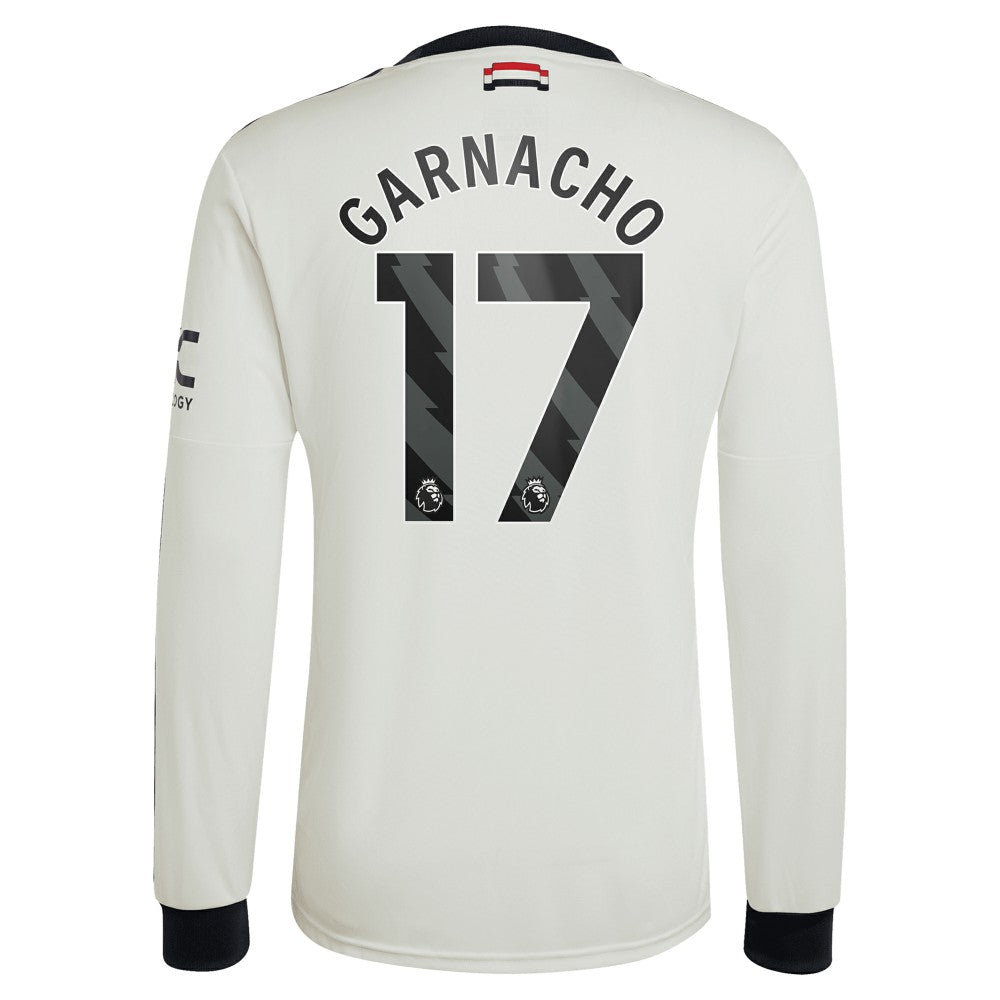 Alejandro Garnacho Manchester United Originals 2024/25 Third Replica Long Sleeve Jersey - Adidas Cream