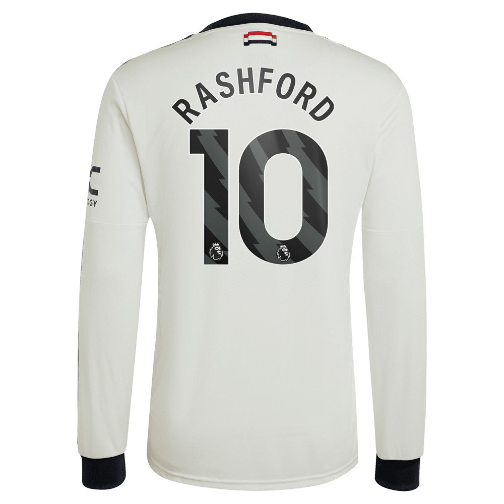 Marcus Rashford Manchester United Originals 2024/25 Third Replica Long Sleeve Jersey - Adidas Cream
