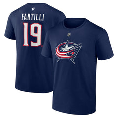 NHL Navy Adam Fantilli Columbus Blue Jackets Fanatics Authentic Stack Name & Number T-Shirt