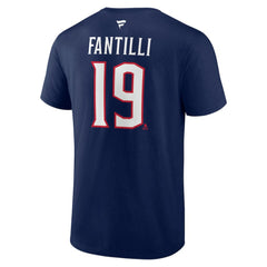 NHL Navy Adam Fantilli Columbus Blue Jackets Fanatics Authentic Stack Name & Number T-Shirt