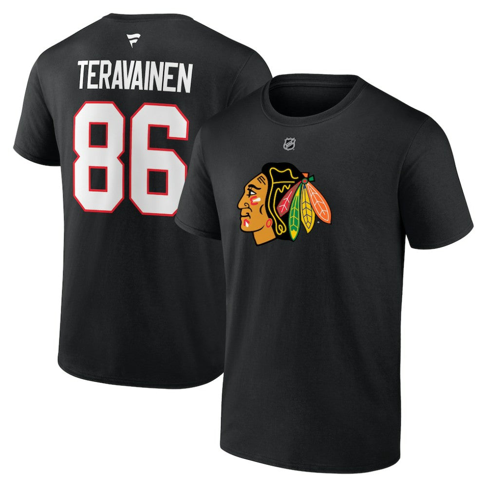NHL Black Teuvo Teravainen Chicago Blackhawks Fanatics Authentic Stack Name & Number T-Shirt