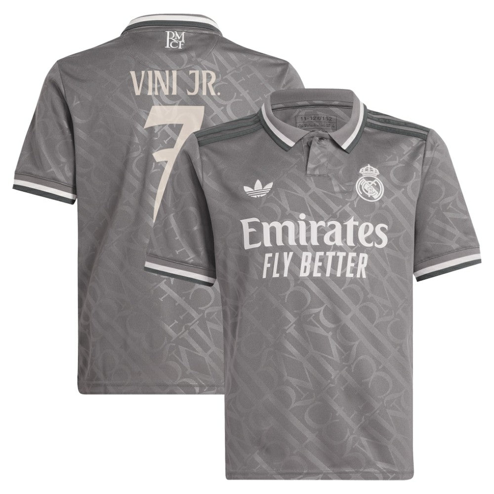 Vini Jr. Real Madrid Originals Youth 2024/25 Third Replica Player Jersey - Adidas Charcoal