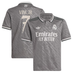 Vini Jr. Real Madrid Originals Youth 2024/25 Third Replica Player Jersey - Adidas Charcoal