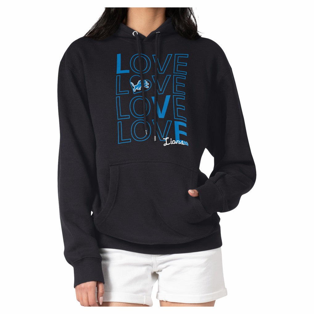 G-III 4Her by Carl Banks Women's Love Team Fleece Tri-Blend Pullover Hoodie - Detroit Lions