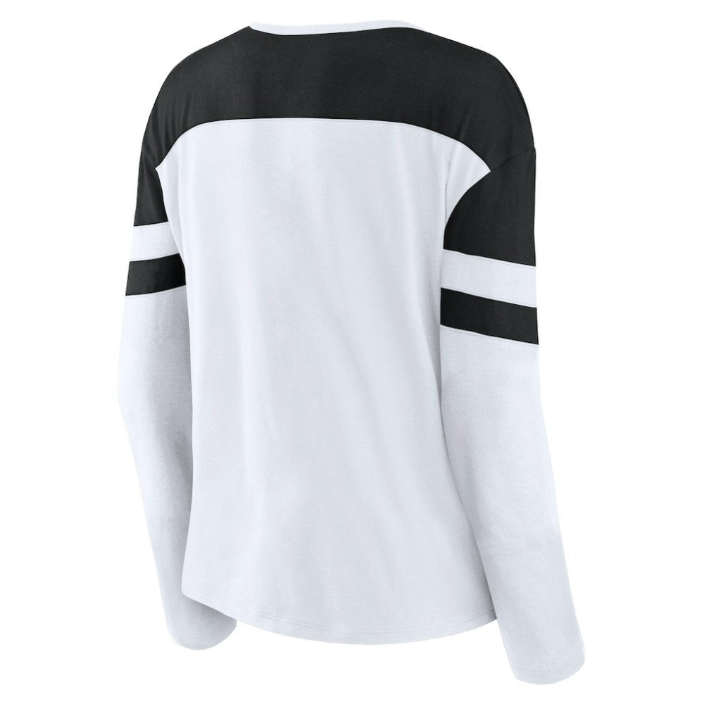 NHL White Utah Mammoth Fanatics Women's Frozen Notch Neck Bi-Blend Long Sleeve T-Shirt