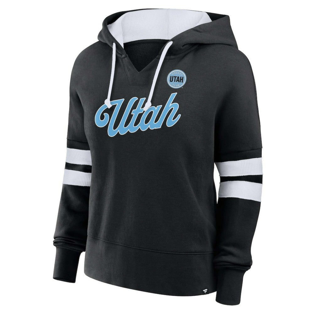NHL Black Utah Mammoth Fanatics Women's Oversized Seize V-Neck Pullover Hoodie