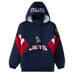 NHL Navy Winnipeg Jets OVO x Starter Half-Zip Hooded Jacket