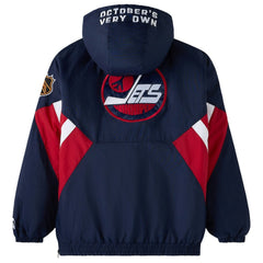 NHL Navy Winnipeg Jets OVO x Starter Half-Zip Hooded Jacket