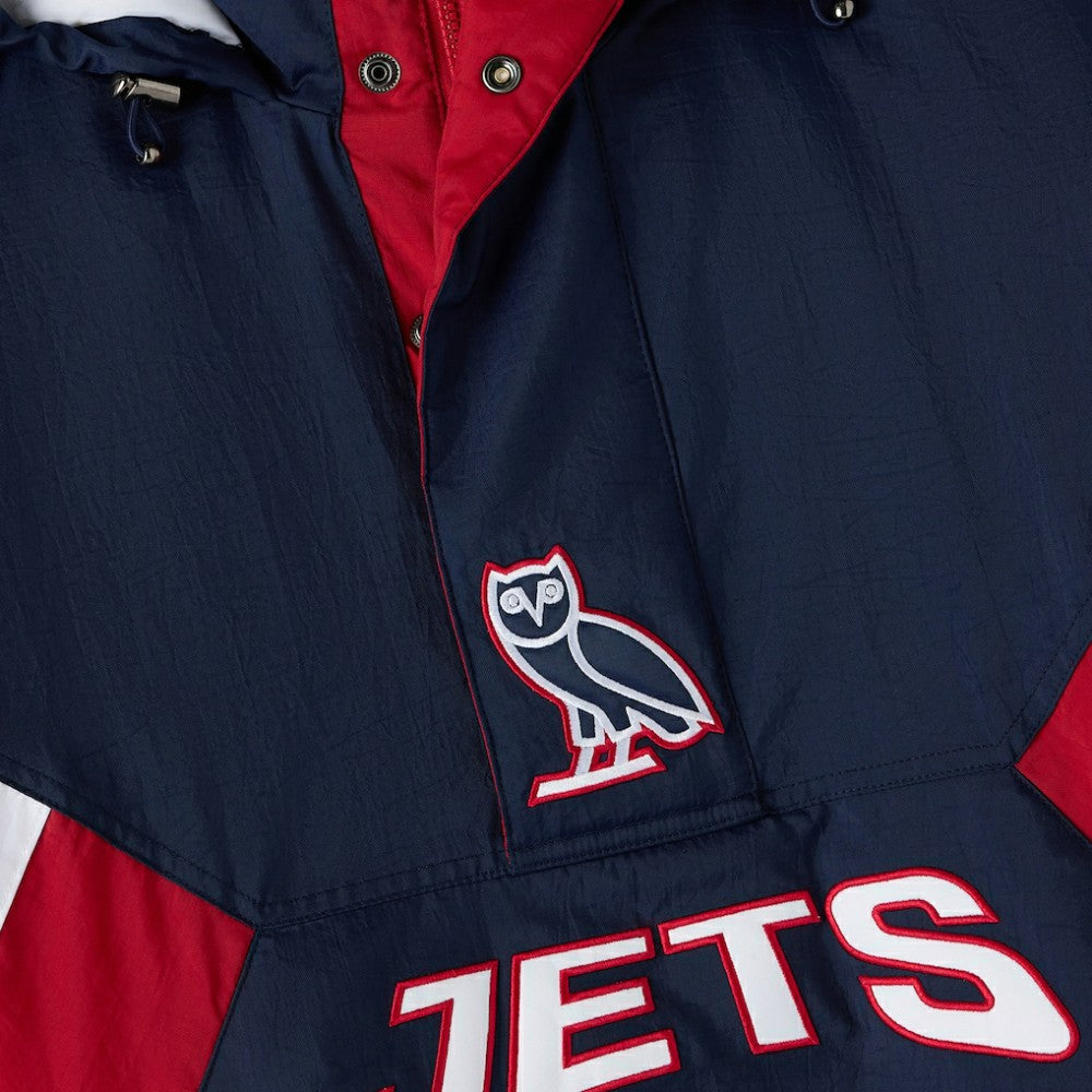 NHL Navy Winnipeg Jets OVO x Starter Half-Zip Hooded Jacket
