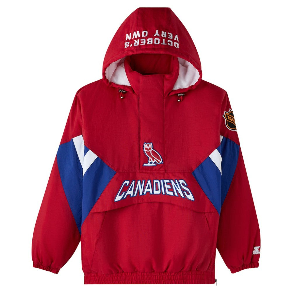 NHL Red Montreal Canadiens OVO x Starter Half-Zip Hooded Jacket