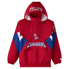 NHL Red Montreal Canadiens OVO x Starter Half-Zip Hooded Jacket