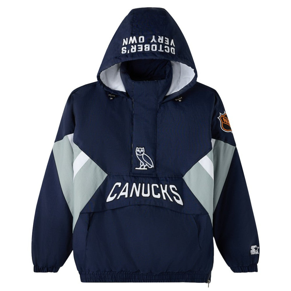 NHL Blue Vancouver Canucks OVO x Starter Half-Zip Hooded Jacket