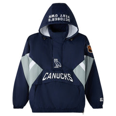 NHL Blue Vancouver Canucks OVO x Starter Half-Zip Hooded Jacket