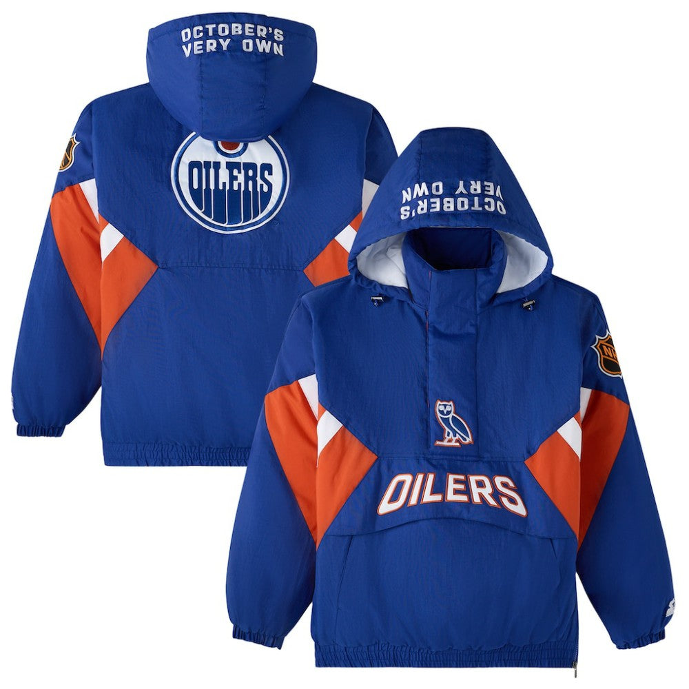 NHL Royal Edmonton Oilers OVO x Starter Half-Zip Hooded Jacket